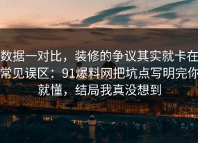 数据一对比，装修的争议其实就卡在常见误区：91爆料网把坑点写明完你就懂，结局我真没想到