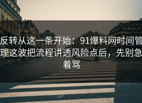 反转从这一条开始：91爆料网时间管理这波把流程讲透风险点后，先别急着骂