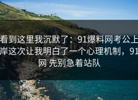 看到这里我沉默了：91爆料网考公上岸这次让我明白了一个心理机制，91网 先别急着站队