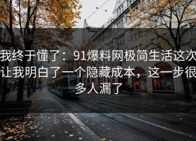 我终于懂了：91爆料网极简生活这次让我明白了一个隐藏成本，这一步很多人漏了