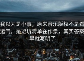 我以为是小事，原来音乐版权不是看运气，是避坑清单在作祟，其实答案早就写明了