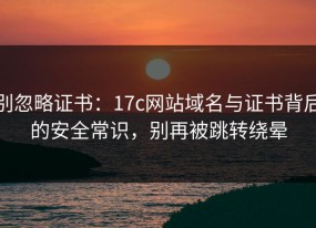 别忽略证书：17c网站域名与证书背后的安全常识，别再被跳转绕晕