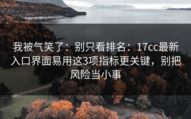 我被气笑了：别只看排名：17cc最新入口界面易用这3项指标更关键，别把风险当小事