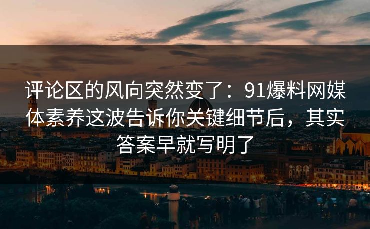 评论区的风向突然变了：91爆料网媒体素养这波告诉你关键细节后，其实答案早就写明了