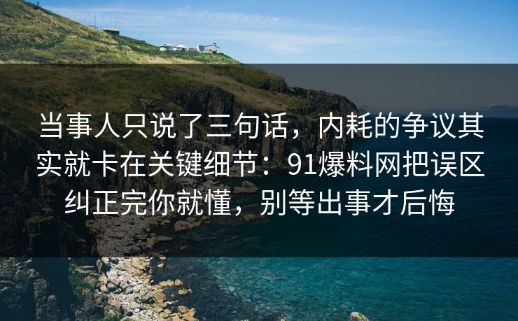 当事人只说了三句话，内耗的争议其实就卡在关键细节：91爆料网把误区纠正完你就懂，别等出事才后悔