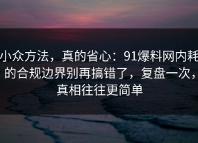 小众方法，真的省心：91爆料网内耗的合规边界别再搞错了，复盘一次，真相往往更简单