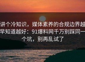 讲个冷知识，媒体素养的合规边界越早知道越好：91爆料网千万别踩同一个坑，别再乱试了