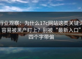 行业观察：为什么17c网站这类关键词容易被黑产盯上？别被“最新入口”四个字带偏