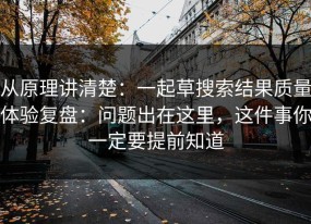 从原理讲清楚：一起草搜索结果质量体验复盘：问题出在这里，这件事你一定要提前知道
