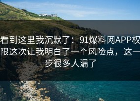 看到这里我沉默了：91爆料网APP权限这次让我明白了一个风险点，这一步很多人漏了