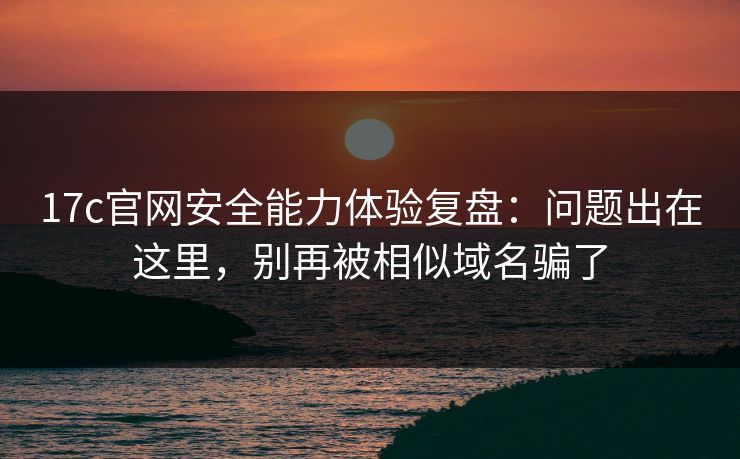 17c官网安全能力体验复盘：问题出在这里，别再被相似域名骗了