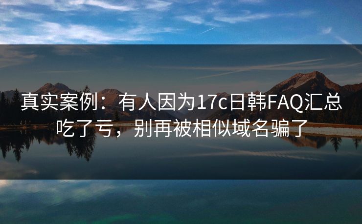 真实案例：有人因为17c日韩FAQ汇总吃了亏，别再被相似域名骗了