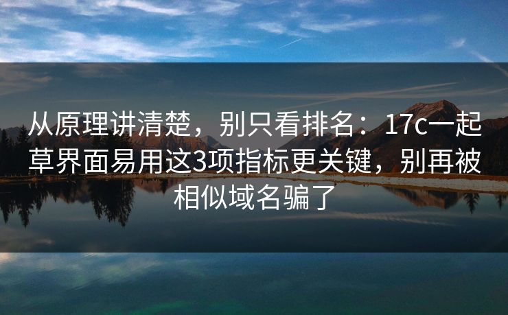 从原理讲清楚，别只看排名：17c一起草界面易用这3项指标更关键，别再被相似域名骗了