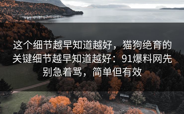 这个细节越早知道越好,猫狗绝育的关键细节越早知道越好:91爆料网先别急着骂,简单但有效 这个细节越早知道越好,猫狗绝育的关键细节越早知道越好:91爆料网先别急着骂,简单但有效