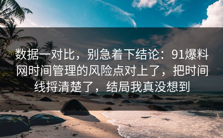 数据一对比，别急着下结论：91爆料网时间管理的风险点对上了，把时间线捋清楚了，结局我真没想到