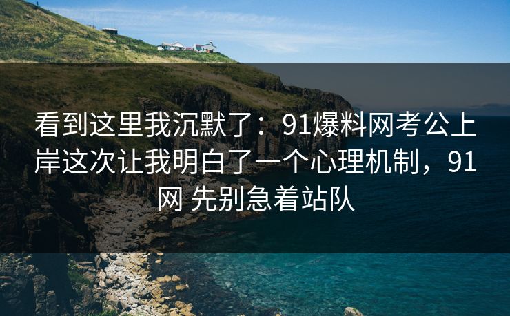 看到这里我沉默了：91爆料网考公上岸这次让我明白了一个心理机制，91网 先别急着站队