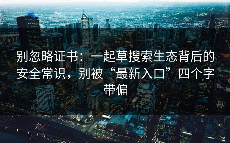 别忽略证书:一起草搜索生态背后的安全常识,别被“最新入口”四个字带偏 别忽略证书:一起草搜索生态背后的安全常识,别被“最新入口”四个字带偏